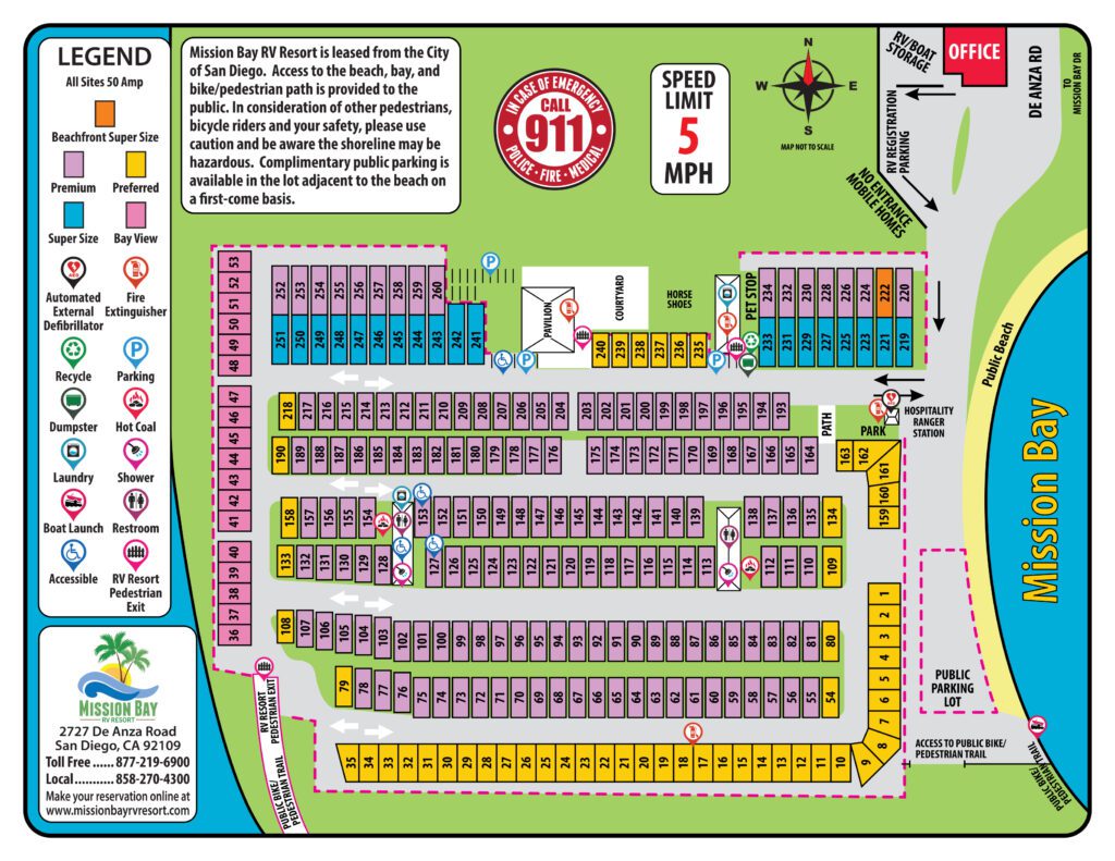 Mission Bay RV Resort map