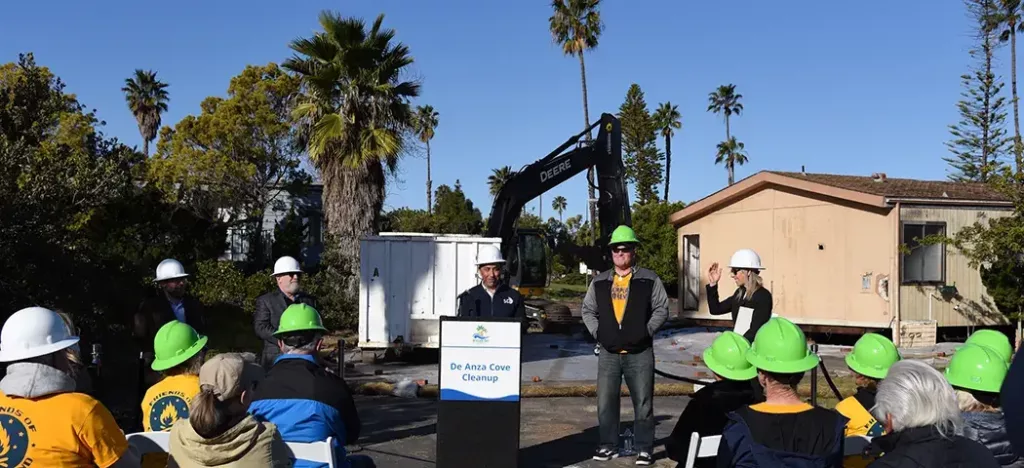 Mayor Todd Gloria speaks at De Anza Cove press event