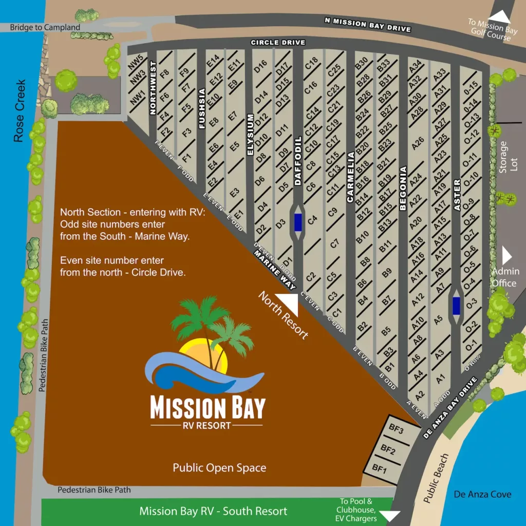 Map of new campsites At the north section with site numbers