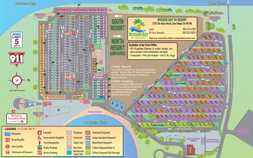 Mission Bay RV Resort map